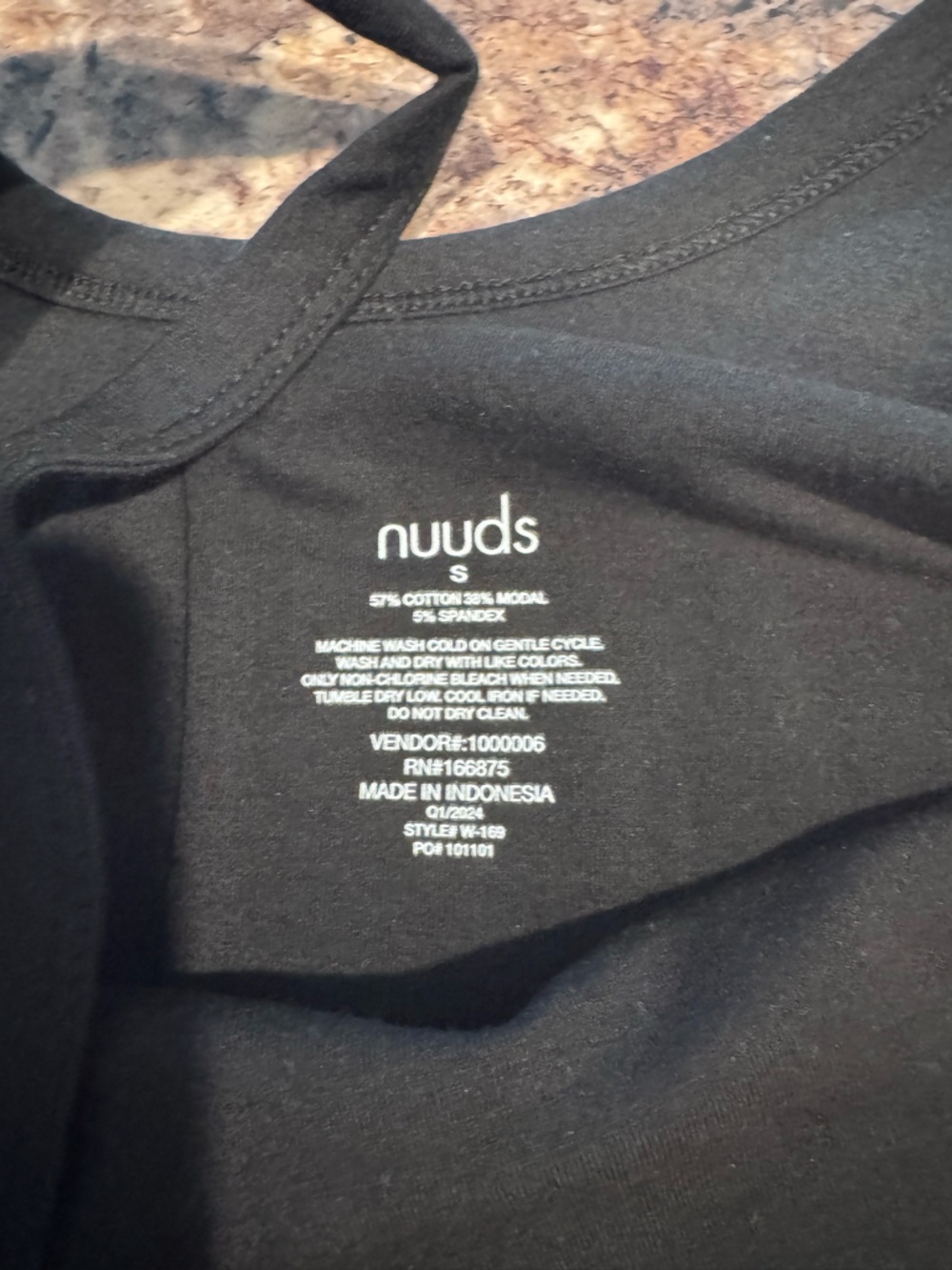 nuuds Black Tank Romper with Printed Inner Label - Picture 3 of 4
